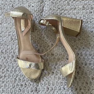 TOPSHOP gold chinky heel sandal